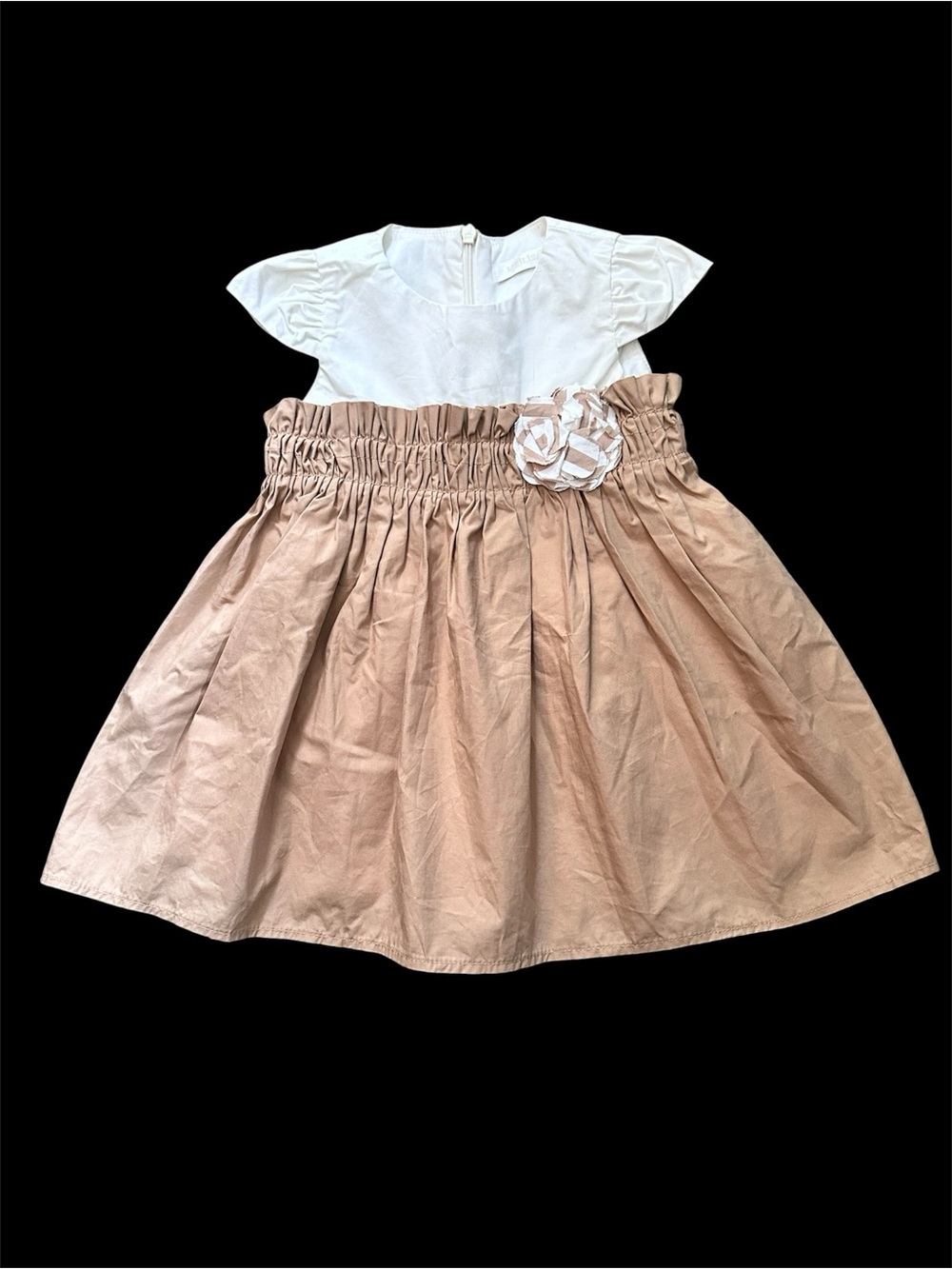 Meilisa Bai Designer Cream Bodice Flower With Tan Skirt Girls Dress Size 9M